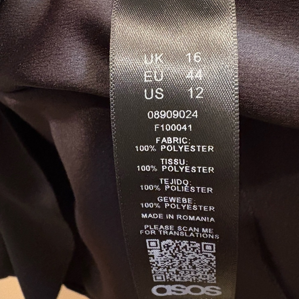 NWOT ASOS Drape Front Black Tuxedo Mini Dress Puff Sleeve Women’s Size 12 - Picture 12 of 13